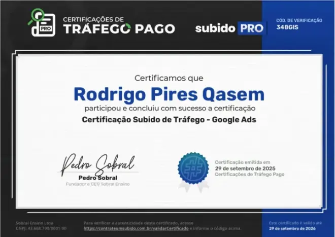 Certificação Subido Google Ads