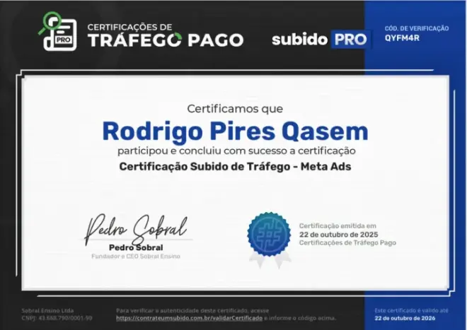 Certificação Subido Meta Ads
